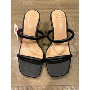 A new Day Women's Pumps Heels - Square Toe-  Square Heels -Black 6W-8W-9W